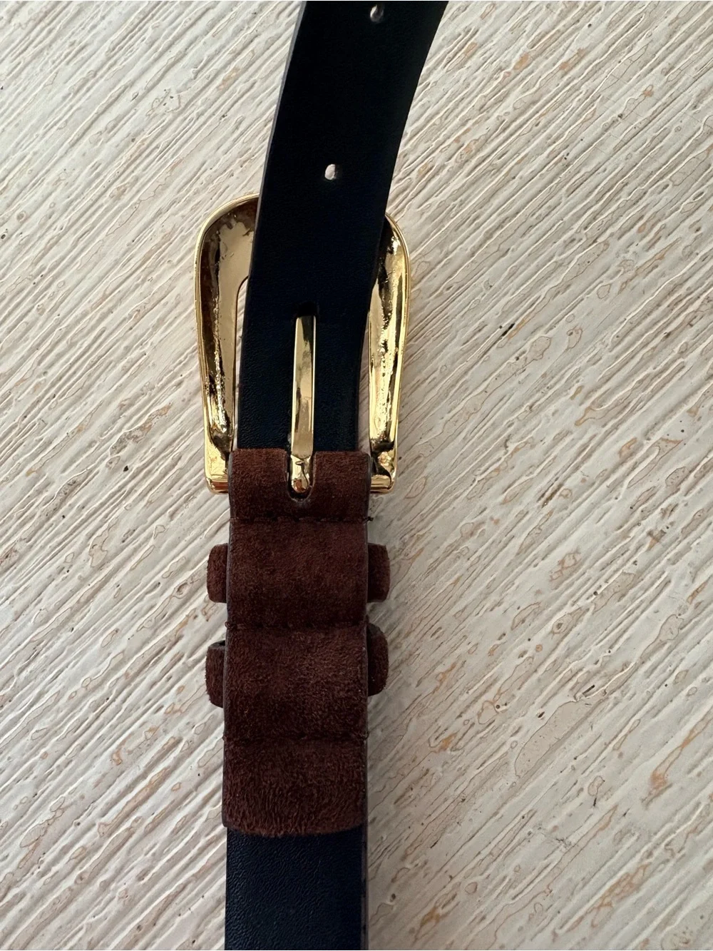 VTG Amanda Smith Brown Suede Leather Thin Belt Size XL